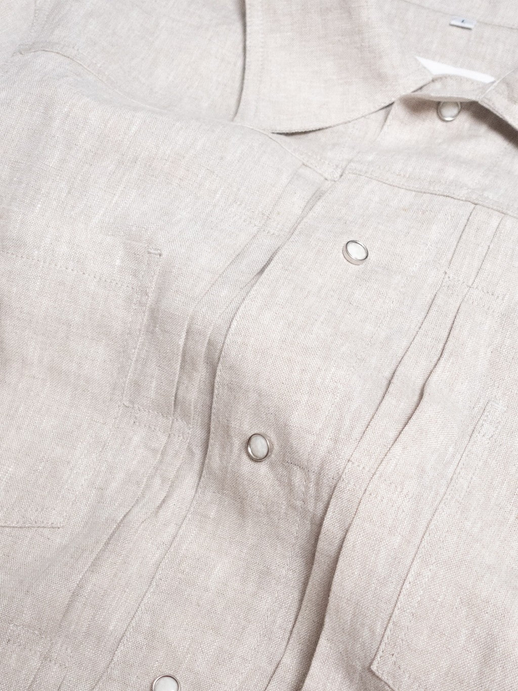 [J1LN-BEIGE] Linen trucker jacket - แจ๊คเก๊ตลินินทรงครอป