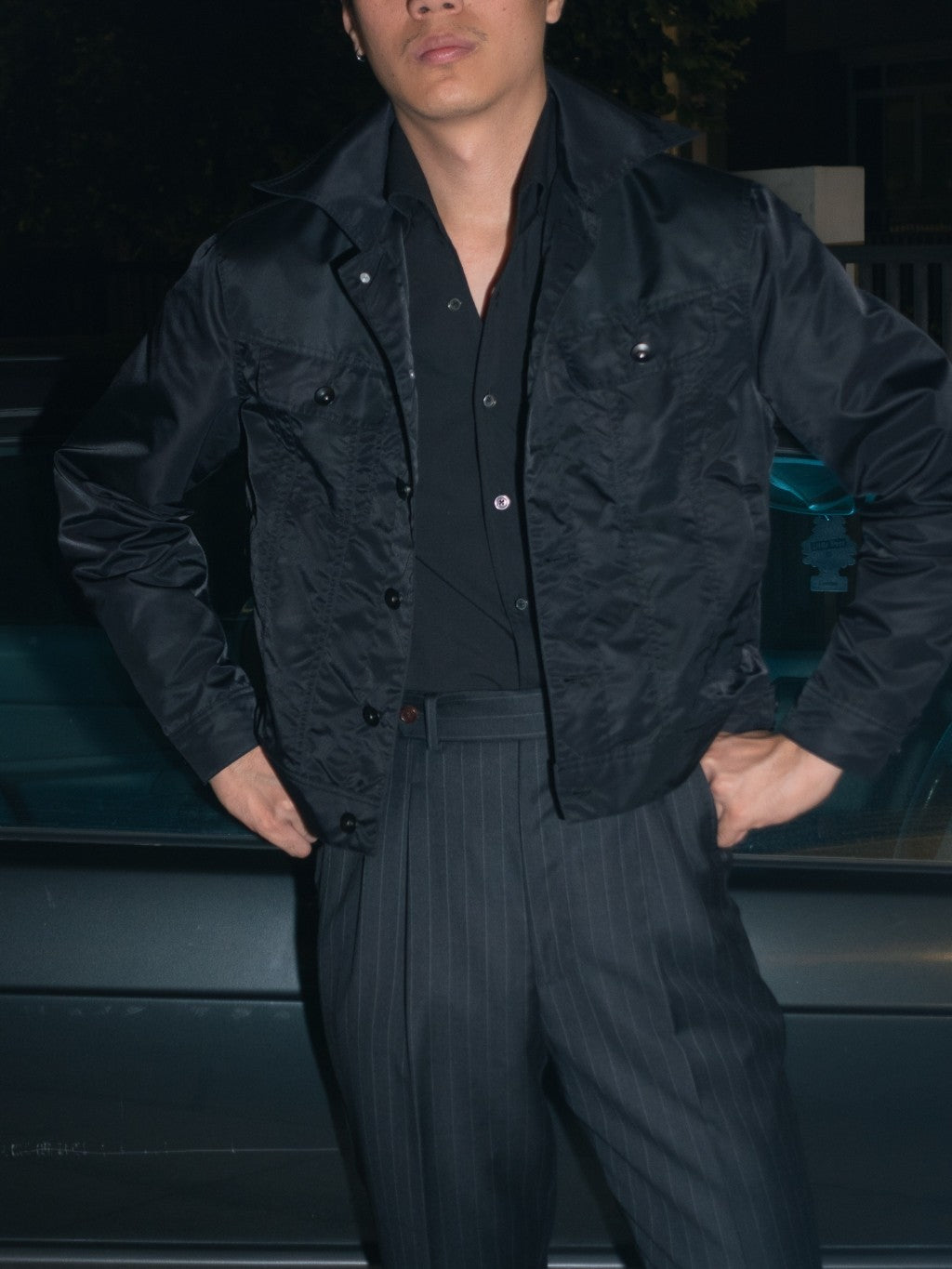 [J2WN-BLACK] Nylon windbreaker jacket