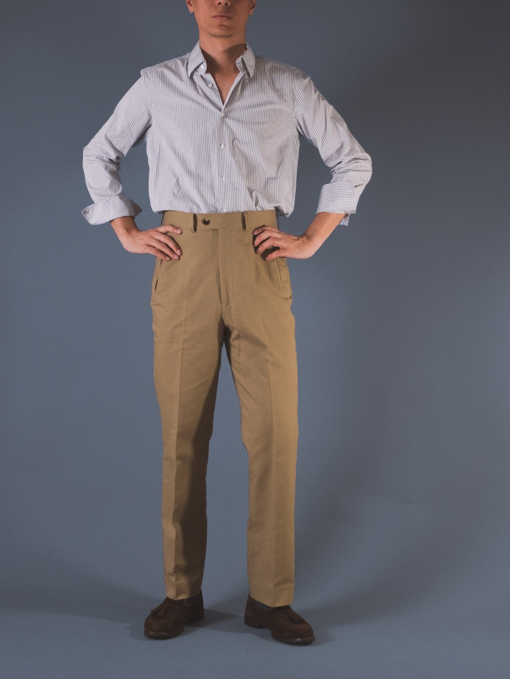 [T13CHINOS] กางเกงชิโนขายาวเอวสูง Classic High Waist Chinos สี "KHAKI"