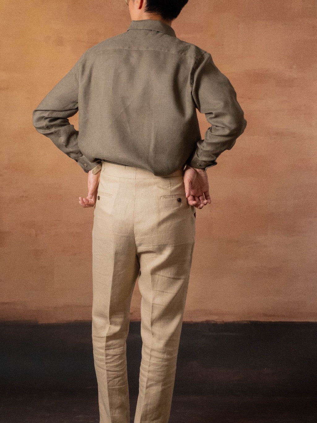 [OPCS-LN-OLIVE] เสื้อเชิ้ตลินิน One Piece Collar Shirt - Classic Shirt