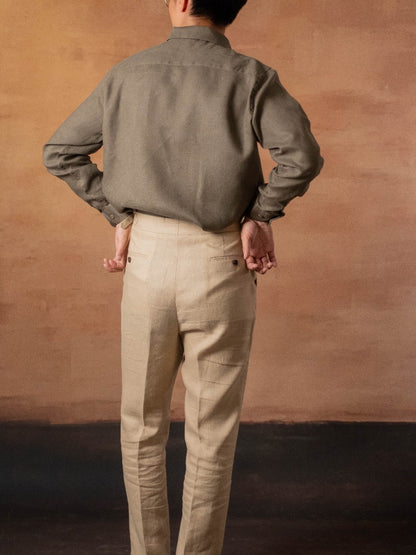 [OPCS-LN-OLIVE] เสื้อเชิ้ตลินิน One Piece Collar Shirt - Classic Shirt