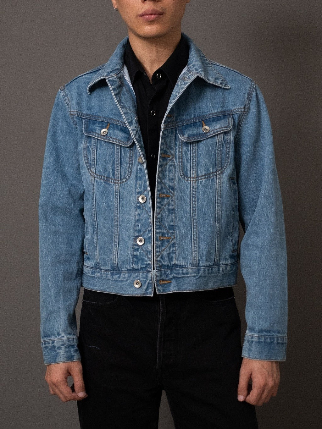[J5DN-WASH] Cropped rider jacket - Washed Selvedge denim