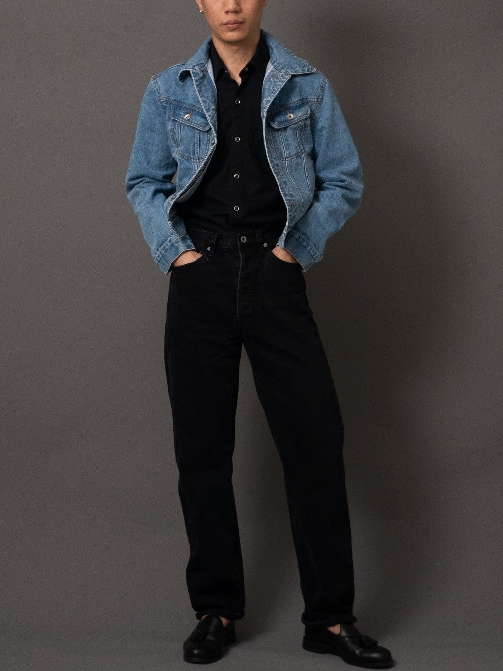 [J5DN-WASH] Cropped rider jacket - Washed Selvedge denim