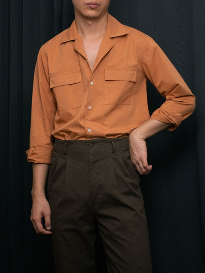 S5-BRICK เสื้อเชิ้ต Cuban collar shirt สี "BRICK"
