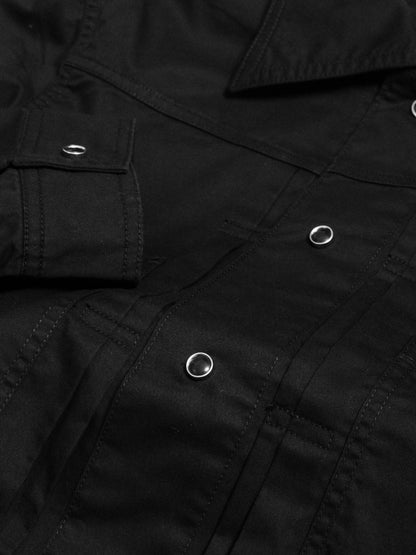 [J1CTN-BLACK] Cotton trucker jacket - แจ๊คเก๊ตคอตตอนทรงครอป