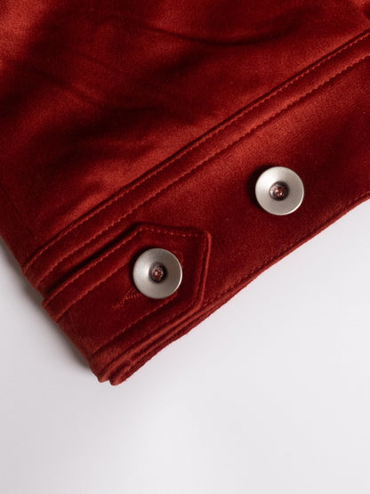 [J2SUEDE-RED] Faux Suede Leather jacket ทรง Cropped