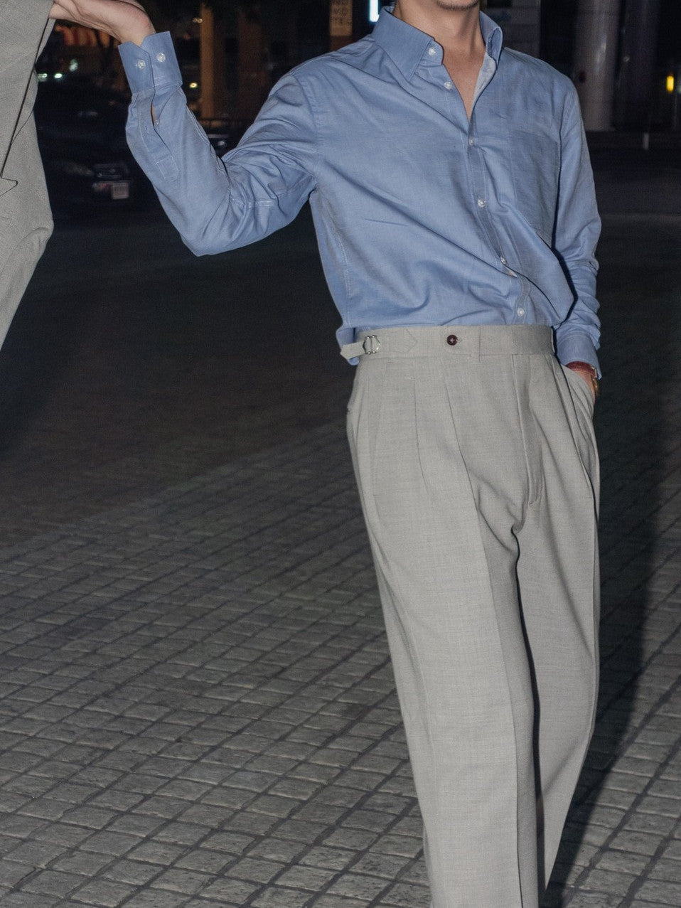 [S6-INDIGO]เสื้อเชิ้ต Classic collar hidden button down ผ้าคอตตอน 100% (Indigo)