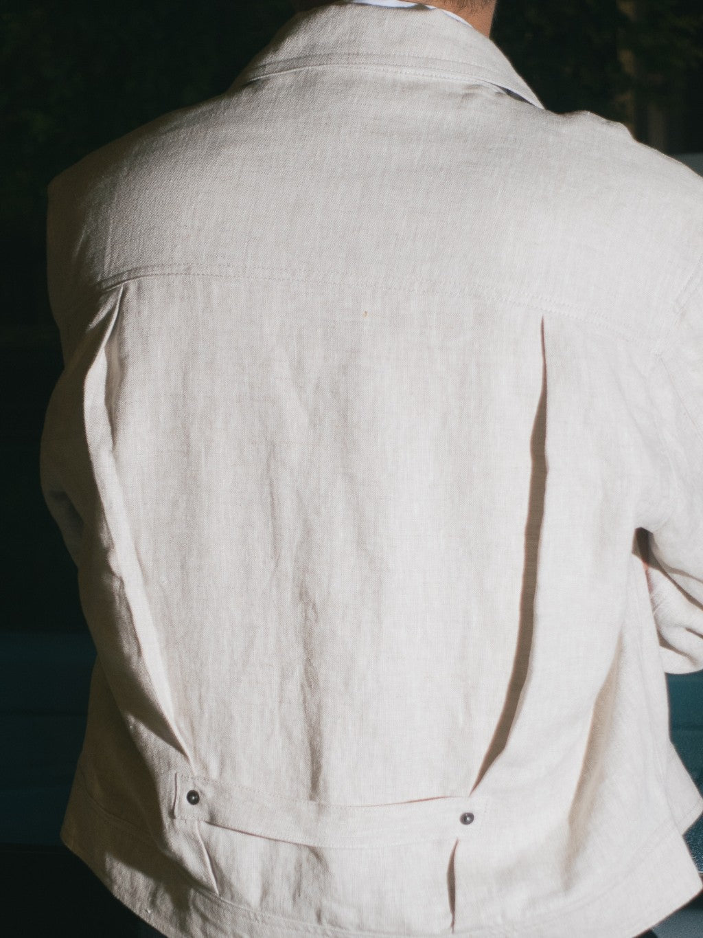 [J1LN-BEIGE] Linen trucker jacket - แจ๊คเก๊ตลินินทรงครอป
