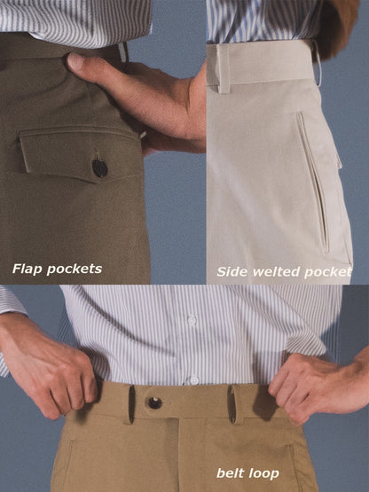 [T13CHINOS] กางเกงชิโนขายาวเอวสูง Classic High Waist Chinos สี "Tobacco"