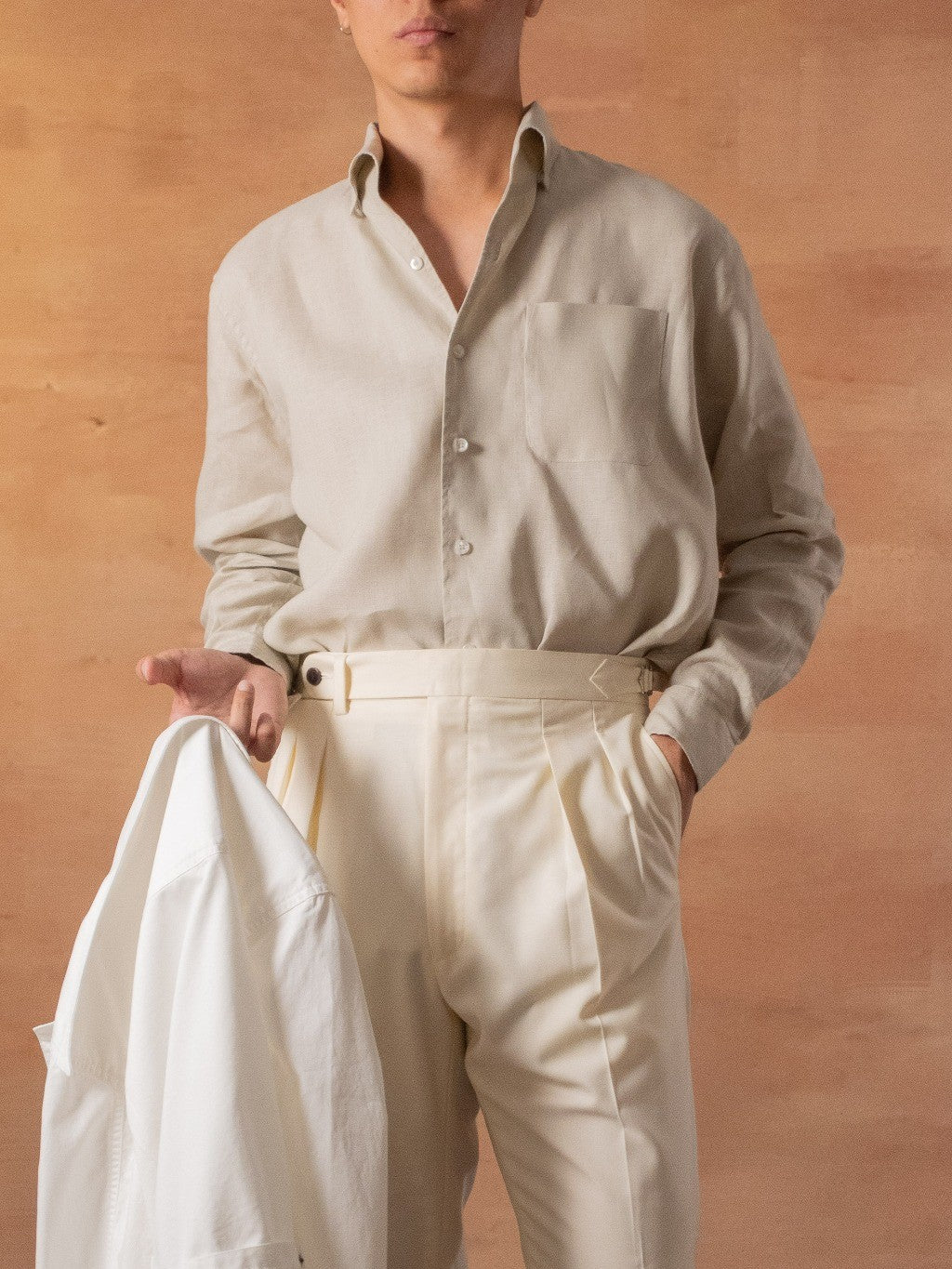 [OPCS-LN-BEIGE] เสื้อเชิ้ตลินิน One Piece Collar Shirt - Classic Shirt