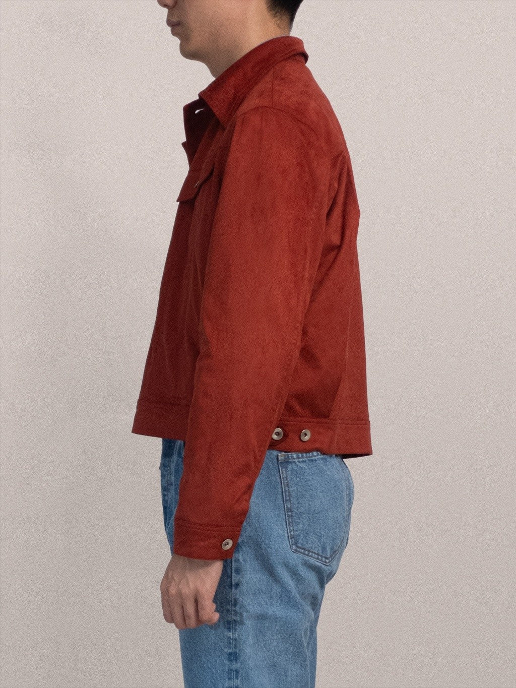 [J2SUEDE-RED] Faux Suede Leather jacket ทรง Cropped