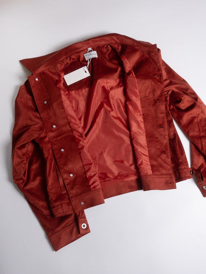 [J2SUEDE-RED] Faux Suede Leather jacket ทรง Cropped
