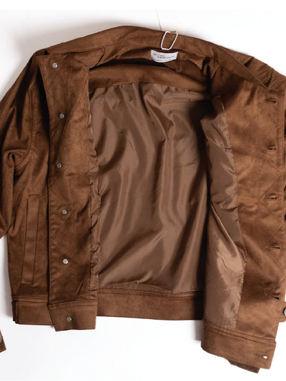 [J2SUEDE-BROWN] Faux Suede Leather jacket ทรง Cropped