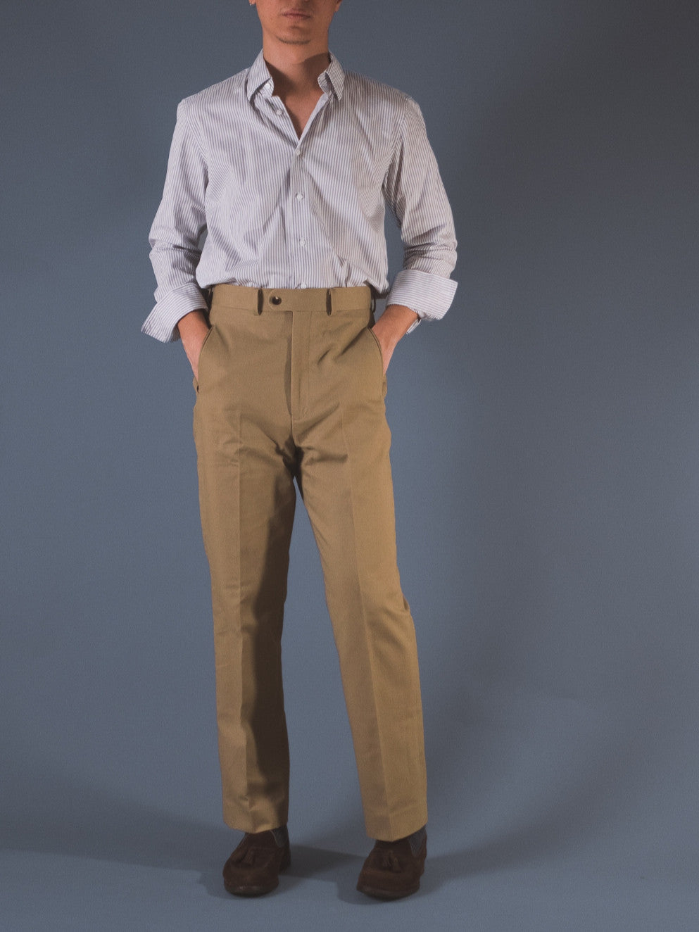 [T13CHINOS] กางเกงชิโนขายาวเอวสูง Classic High Waist Chinos สี "KHAKI"