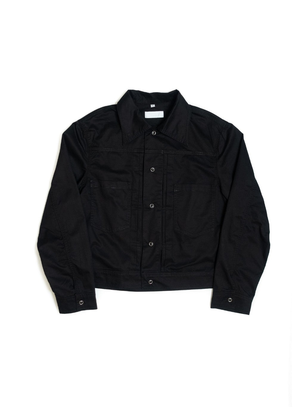 [J1CTN-BLACK] Cotton trucker jacket - แจ๊คเก๊ตคอตตอนทรงครอป