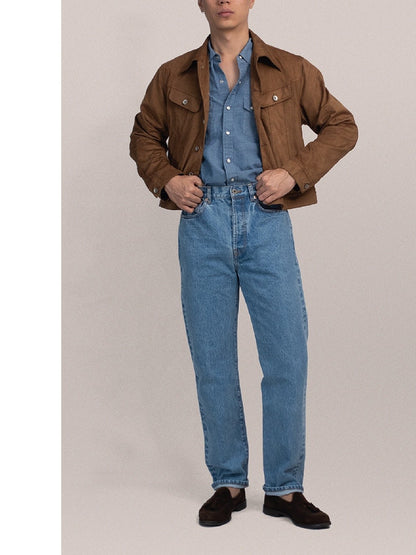 [J2SUEDE-BROWN] Faux Suede Leather jacket ทรง Cropped