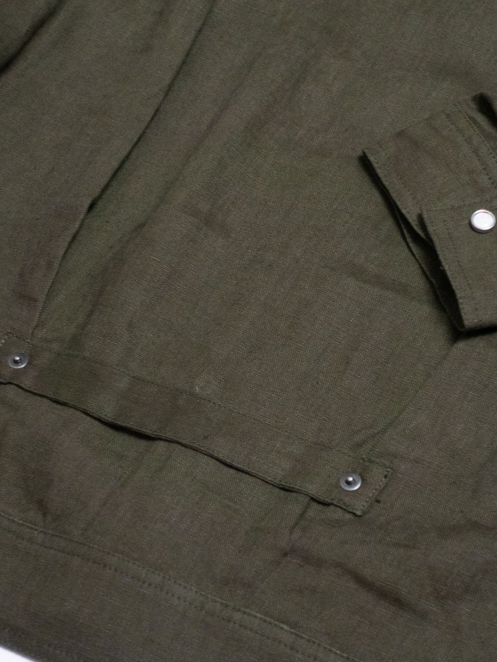 [J1LN-OLIVE] Linen trucker jacket - แจ๊คเก๊ตลินินทรงครอป