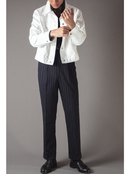 [T9SP-DARKG] กางเกงขายาวเอวสูง ลาย Pinstripe Classic High Waist Trousers "DARK GRAY"