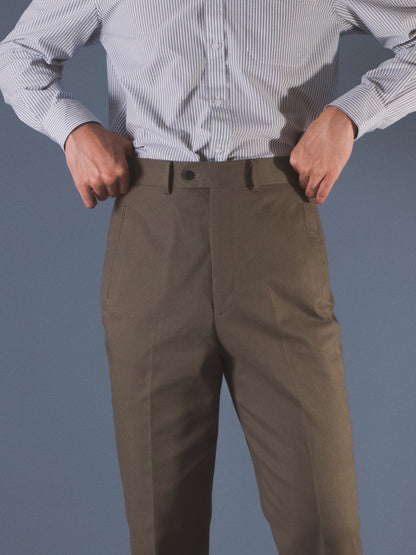 [T13CHINOS] กางเกงชิโนขายาวเอวสูง Classic High Waist Chinos สี "Tobacco"