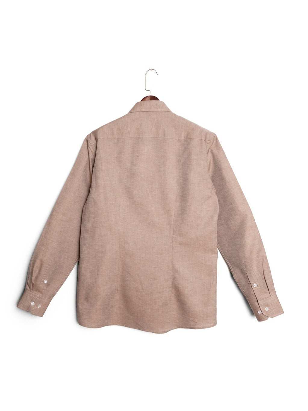 [S6-TAUPE]เสื้อเชิ้ต Classic collar hidden button down ผ้าคอตตอน 100% (Taupe)