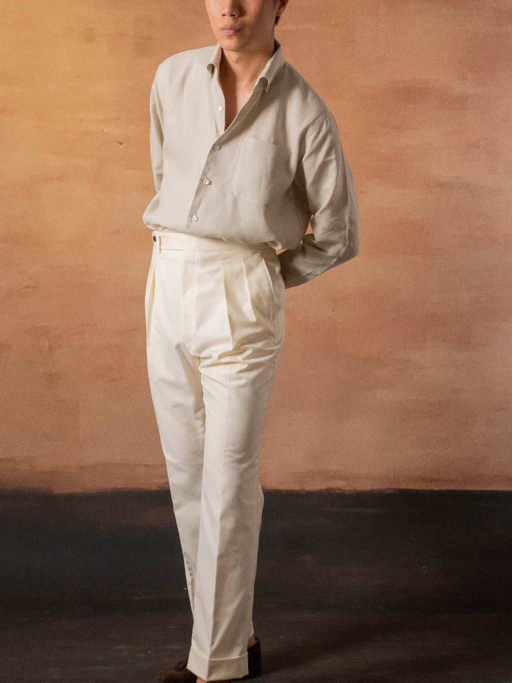 [OPCS-LN-BEIGE] เสื้อเชิ้ตลินิน One Piece Collar Shirt - Classic Shirt