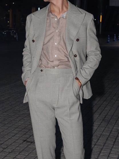 [S6-TAUPE]เสื้อเชิ้ต Classic collar hidden button down ผ้าคอตตอน 100% (Taupe)