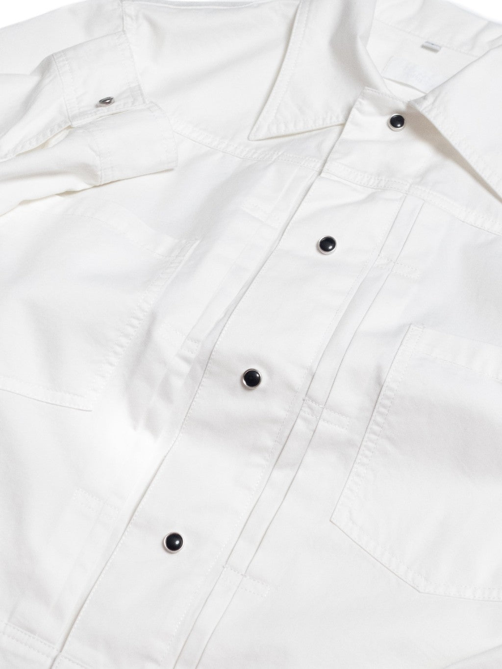 [J1CTN-WHITE] Cotton trucker jacket - แจ๊คเก๊ตคอตตอนทรงครอป