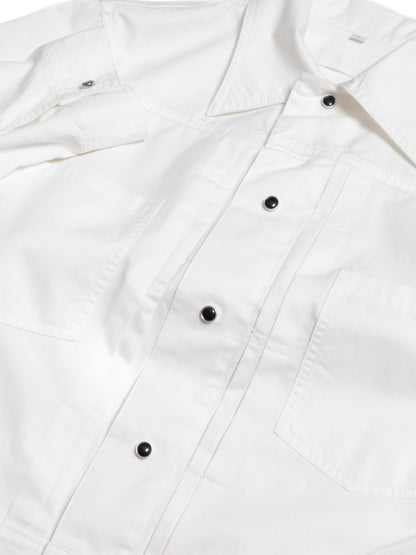 [J1CTN-WHITE] Cotton trucker jacket - แจ๊คเก๊ตคอตตอนทรงครอป