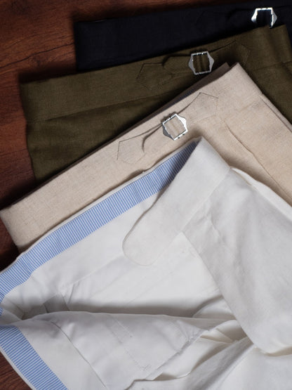 [T12LN-NAVY] กางเกงลินินขายาวเอวสูง Classic High Waist Trousers โมเดล T12LN สี Navy