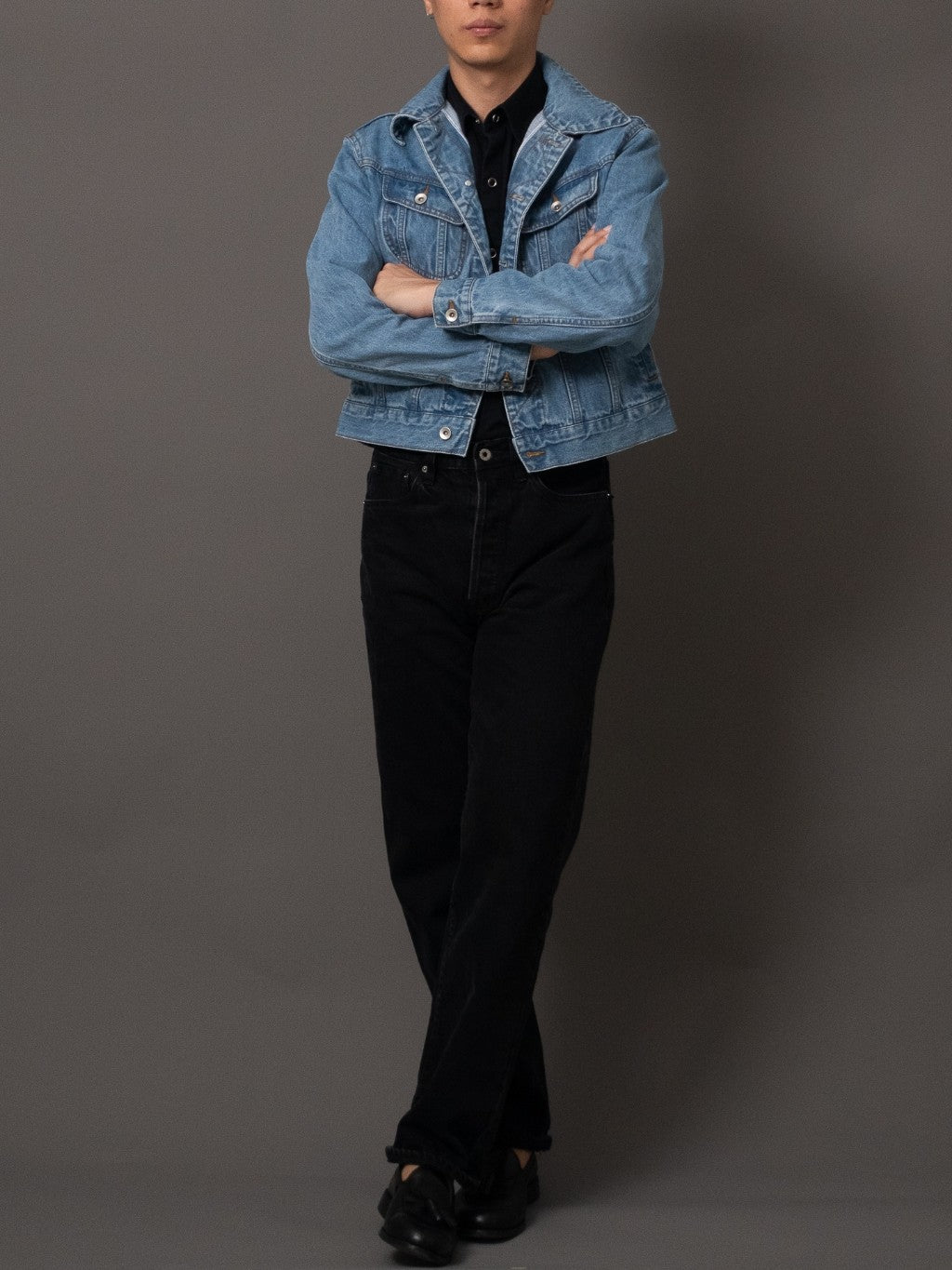 [J5DN-WASH] Cropped rider jacket - Washed Selvedge denim