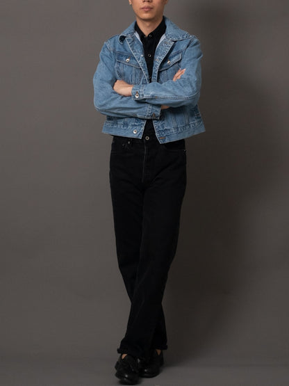 [J5DN-WASH] Cropped rider jacket - Washed Selvedge denim
