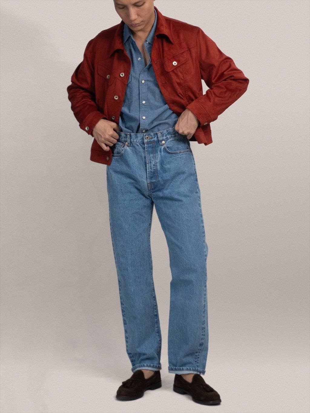 [J2SUEDE-RED] Faux Suede Leather jacket ทรง Cropped